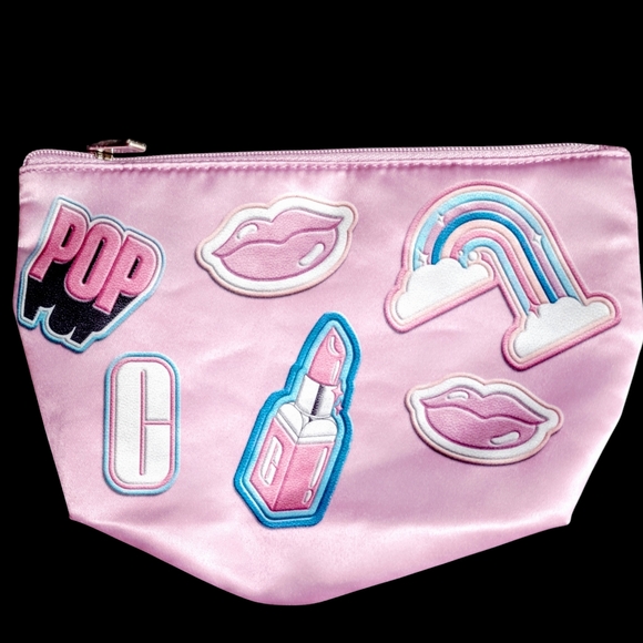 Clinique Handbags - 🩷*Clinique* Baby Pink Cosmetic Pouch with SUPER CUTE PATCHES💄 🌈 💋🩵🩷